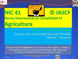 NIC 41 IASCF Norma Internacional de Contabilidad 41