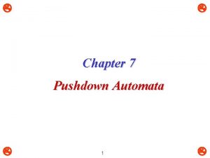 Chapter 7 Pushdown Automata 1 Regular Languages Review