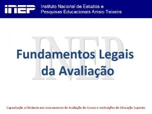 Fundamentos Legais da Avaliao Capacitao a Distncia nos