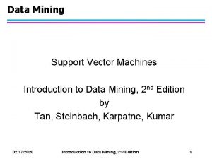 Data Mining Support Vector Machines Introduction to Data
