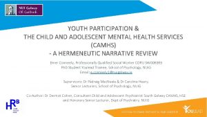 YOUTH PARTICIPATION THE CHILD AND ADOLESCENT MENTAL HEALTH