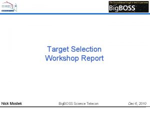 Target Selection Workshop Report Nick Mostek Big BOSS