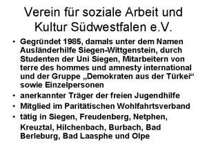 Verein fr soziale Arbeit und Kultur Sdwestfalen e