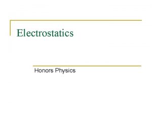 Electrostatics Honors Physics Electric Charge Charge is a