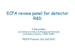 ECFA review panel for detector RD Y Karyotakis