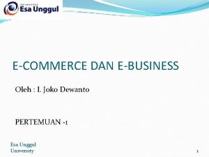 ECOMMERCE DAN EBUSINESS Oleh I Joko Dewanto PERTEMUAN