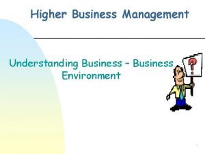 Higher Business Management Understanding Business Business Environment 1