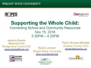 Supporting the Whole Child Connecting School and Community