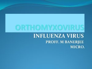 ORTHOMYXOVIRUS INFLUENZA VIRUS PROFF M BANERJEE MICRO Myxovirus