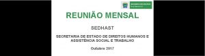 REUNIO MENSAL SEDHAST SECRETARIA DE ESTADO DE DIREITOS