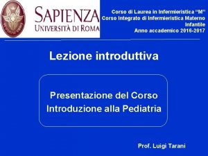 Corso di Laurea in Infermieristica M Corso Integrato