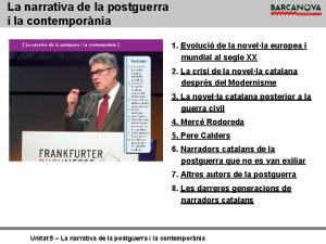 La narrativa de la postguerra i la contempornia