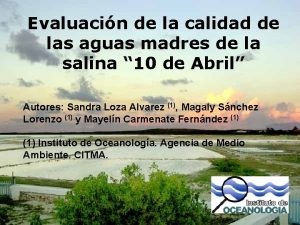 Evaluacin de la calidad de las aguas madres