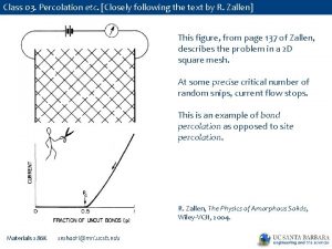 Class 03 Percolation etc Closely following the text