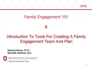 CETE Family Engagement 101 Introduction To Tools For