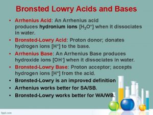 Bronsted Lowry Acids and Bases Arrhenius Acid An