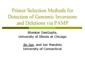 Primer Selection Methods for Detection of Genomic Inversions