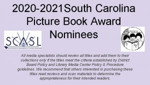 2020 2021 South Carolina Picture Book Award Nominees