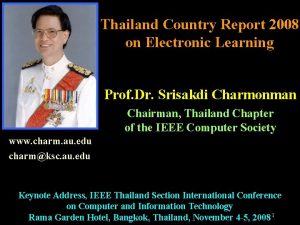 Thailand Country Report 2008 on Electronic Learning Prof