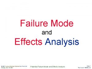 Failure Mode and Effects Analysis 2001 Cayman Business