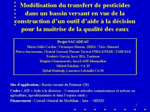 Modlisation du transfert de pesticides dans un bassin