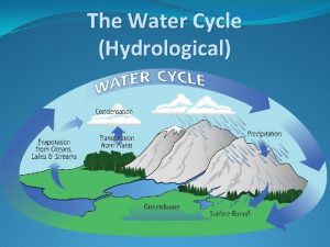 The Water Cycle Hydrological Reservoirs Atmosphere Water vapor