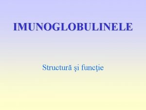 IMUNOGLOBULINELE Structur i funcie IMUNOGLOBULINELE Molecule glicoproteice produse