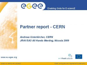 Enabling Grids for Escienc E Partner report CERN
