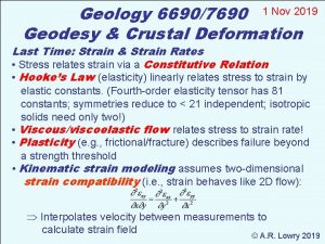 Geology 66907690 1 Nov 2019 Geodesy Crustal Deformation