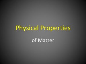 Physical Properties of Matter Mystery Person Physical Properties