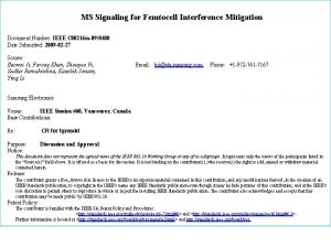 MS Signaling for Femtocell Interference Mitigation Document Number