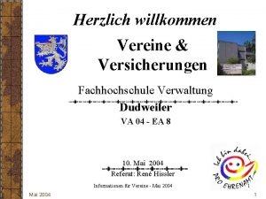 Herzlich willkommen Vereine Versicherungen Fachhochschule Verwaltung Dudweiler VA