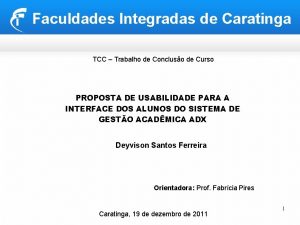 Faculdades Integradas de Caratinga TCC Trabalho de Concluso