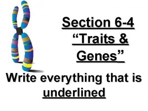 Section 6 4 Traits Genes Write everything that