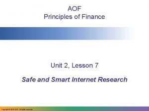 AOF Principles of Finance Unit 2 Lesson 7