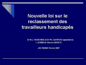 Nouvelle loi sur le reclassement des travailleurs handicaps