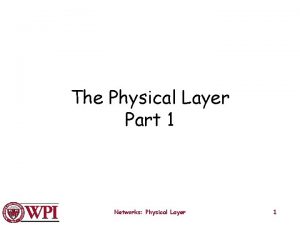 The Physical Layer Part 1 Networks Physical Layer