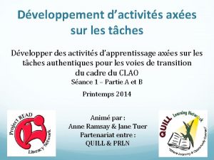 Dveloppement dactivits axes sur les tches Dvelopper des