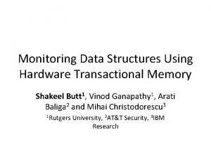 Monitoring Data Structures Using Hardware Transactional Memory Shakeel