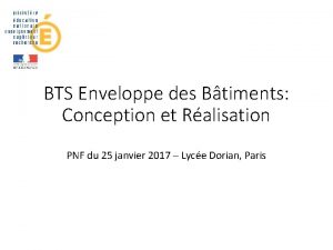 BTS Enveloppe des Btiments Conception et Ralisation PNF