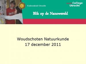 Blik op de Nanowereld Woudschoten Natuurkunde 17 december