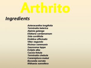 Arthrito Ingredients Asteracantha longifolia Terminalia belerica Alpinia galanga