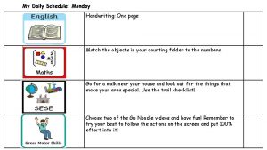 My Daily Schedule Monday Handwriting One page Match