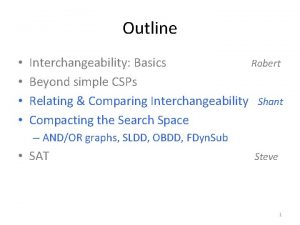 Outline Interchangeability Basics Robert Beyond simple CSPs Relating