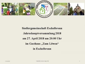 Siedlergemeinschaft Eschelbronn Jahreshauptversammlung 2018 am 27 April 2018