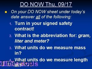 DO NOW Thu 0917 n On your DO