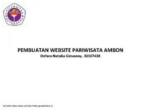 PEMBUATAN WEBSITE PARIWISATA AMBON Defara Natalia Giovanny 30107438