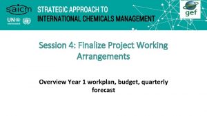 Session 4 Finalize Project Working Arrangements Overview Year