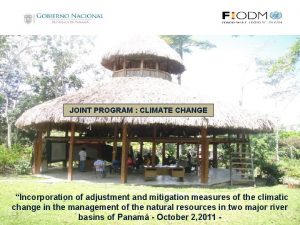 JOINT PROGRAM CLIMATE CHANGE Incorporation of adjustment and