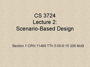 CS 3724 Lecture 2 ScenarioBased Design Section 1